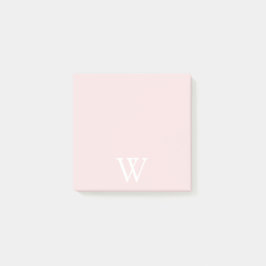 Elegant wit monogram Initiaal Blush Pink Post-it® Notes