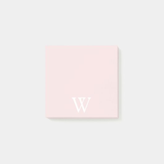 Elegant wit monogram Initiaal Blush Pink Post-it® Notes (Voorkant)