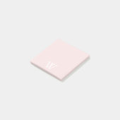 Elegant wit monogram Initiaal Blush Pink Post-it® Notes (Schuin)