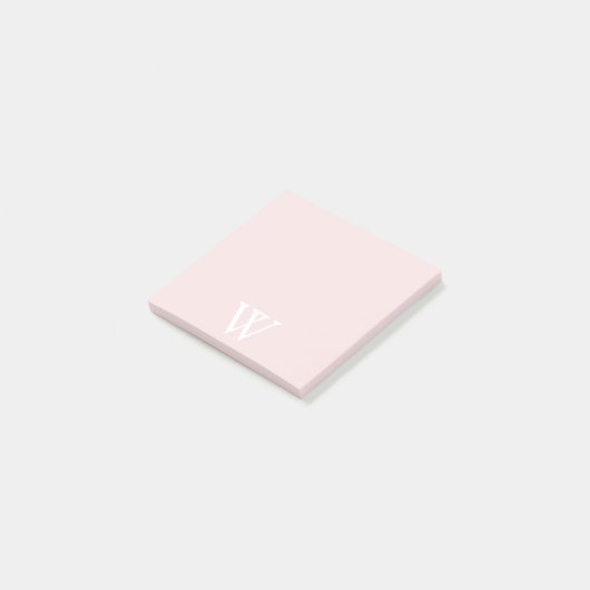 Elegant wit monogram Initiaal Blush Pink Post-it® Notes (Schuin)