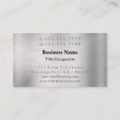 Elegant Wit Monogram & Naam, Zwart & Zilver Visitekaartje (Achterkant)