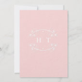Elegant wit Monogram Roze Kalligrafie Bruiloft Kaart (Achterkant)