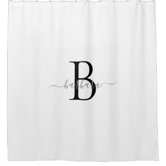 Elegant Wit Monogram Script Naam Douchegordijn