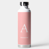 Elegant wit monogram & Tekst op lichtkoraal roze Waterfles (Links)