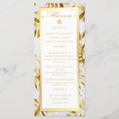 Elegant wit Monstera verguld goud bruiloft menu (Voorkant)