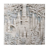 Elegant Wit Mythisch Fantasy Kasteel Tegeltje (Voorkant)