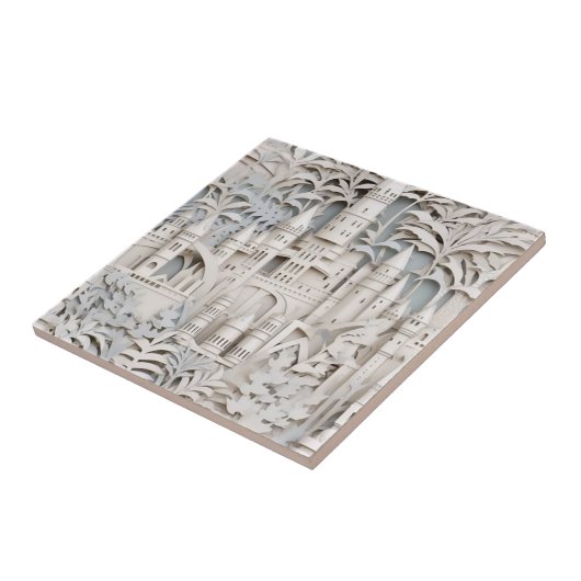 Elegant Wit Mythisch Fantasy Kasteel Tegeltje (Zijkant)