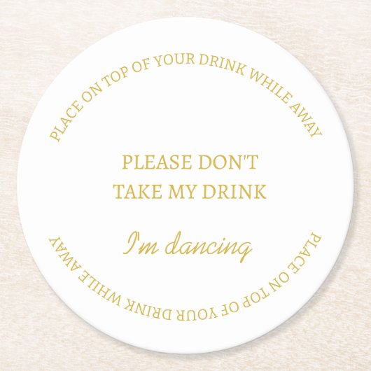 Elegant wit Neem mijn Drink bruiloft niet Ronde Kartonnen Onderzetter (Voorkant)
