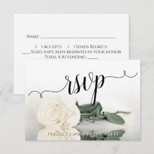 Elegant Wit of Ivoor Reflecterend Roos Bruiloft RSVP Kaartje