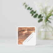 Elegant, wit, omwoeld, van hout vierkante visitekaartje (Staand voorkant)