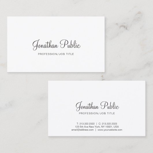 Elegant wit ontwerp Modern Gewoon design Professio Visitekaartje (Voorkant / Achterkant)