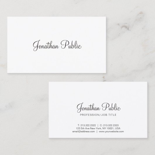 Elegant wit ontwerp Modern Plain Creatief Visitekaartje (Voorkant / Achterkant)