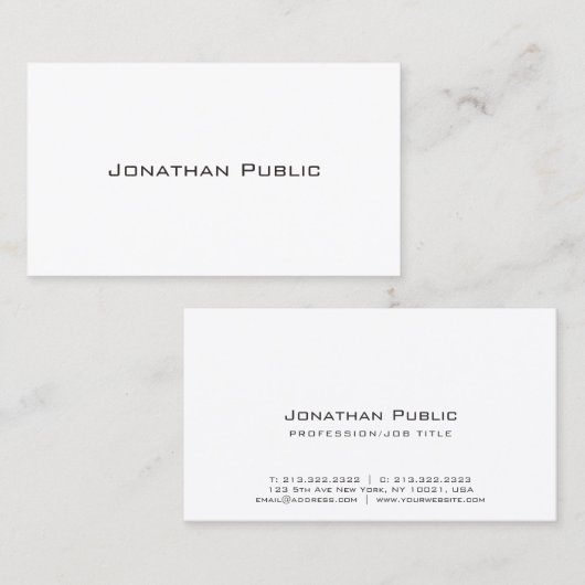 Elegant wit ontwerp Modern Plain Creatief Visitekaartje (Voorkant / Achterkant)