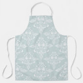 Elegant wit op vale stoffige tealgrijs hemels schort (Voorkant)