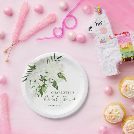 Elegant Wit Orchidee Boheems Bloemen Vrijgezellenf Papieren Bordje (Feest)