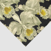 Elegant wit orchidee patroon op zwarte achtergrond tissuepapier (Detail)