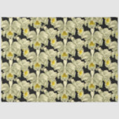 Elegant wit orchidee patroon op zwarte achtergrond tissuepapier (Voorkant)