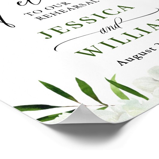 Elegant wit orchidee proefdiner welkom bord poster (Hoek)