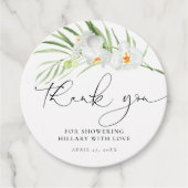 Elegant wit orchidee Vrijgezellenfeest Bedankjes Labels (Voorkant)