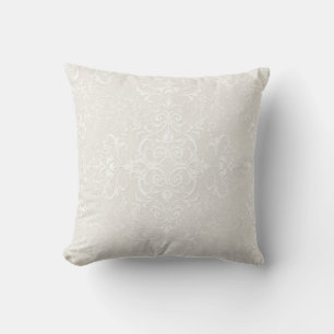Elegant wit over lichtbeige damastpatroon kussen