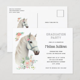 Elegant Wit Paard Boho Bloemen Afstuderen Invite Briefkaart