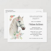 Elegant Wit Paard Boho Bloemen Afstuderen Invite Briefkaart (Voorkant / Achterkant)