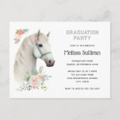 Elegant Wit Paard Boho Bloemen Afstuderen Invite Briefkaart (Voorkant)