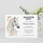Elegant Wit Paard Boho Bloemen Afstuderen Kaart (Staand voorkant)