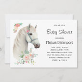 Elegant Wit Paard Boho Bloemen Baby shower Kaart (Voorkant)