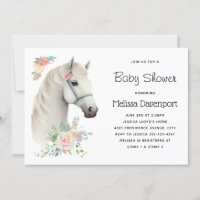 Elegant Wit Paard Boho Bloemen Baby shower