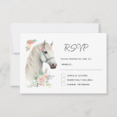 Elegant Wit Paard Boho Bloemen Bruiloft RSVP Kaartje (Voorkant)
