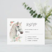 Elegant Wit Paard Boho Bloemen Bruiloft RSVP Kaartje (Staand voorkant)