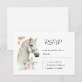 Elegant Wit Paard Boho Bloemen Bruiloft RSVP Kaartje (Voorkant / Achterkant)