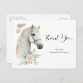 Elegant wit paard boho bloemen dank u briefkaart (Voorkant / Achterkant)