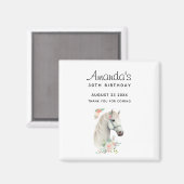 Elegant Wit Paard Boho Bloemen Verjaardag Dank u Magneet (Voorkant / Achterkant)