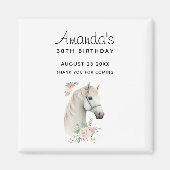 Elegant Wit Paard Boho Bloemen Verjaardag Dank u Magneet (Voorkant)