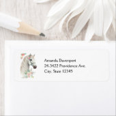 Elegant Wit Paard Boho Floral Etiket (Insitu)