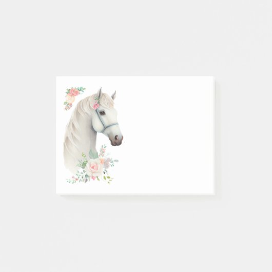 Elegant Wit Paard Boho Floral Post-it® Notes (Voorkant)