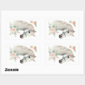 Elegant Wit Paard Boho Floral Rechthoekige Sticker (Vel)