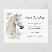 Elegant Wit Paard Boho Floral Save the Date Uitnodiging Briefkaart (Voorkant)