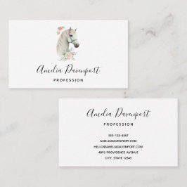 Elegant Wit Paard Boho Floral Visitekaartje