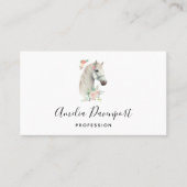 Elegant Wit Paard Boho Floral Visitekaartje (Voorkant)