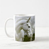 Elegant wit paard koffiemok (Links)