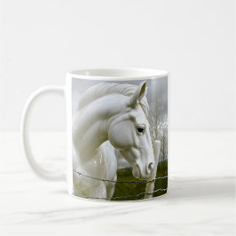 Elegant wit paard koffiemok