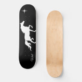 Elegant wit paardensilhouet, zwart persoonlijk skateboard (Voorkant)