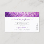Elegant Wit Paarse Glitter Spark Stars Noble Visitekaartje (Achterkant)