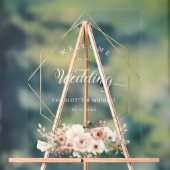 Elegant, wit, pastel, bloem, geometrische bruiloft acryl bord (Neutraal)