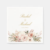 Elegant, wit, pastel, bloemboeket servet (Voorkant)