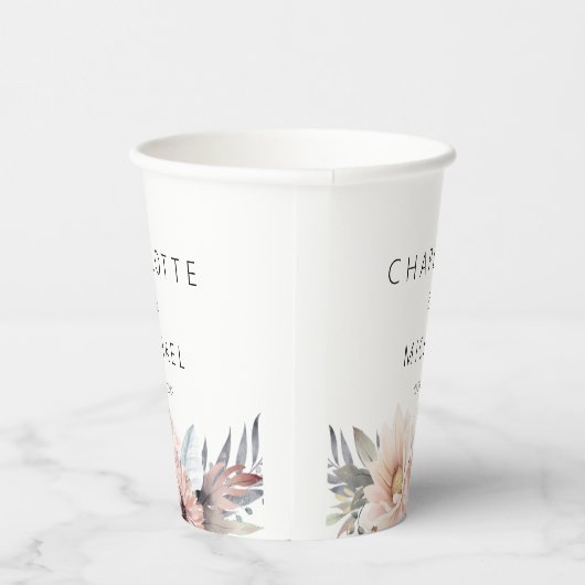 Elegant, wit & pastel Boho bruiloft Papieren Bekers (Rechts)