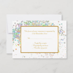 ELEGANT WIT PASTEL HOLOGRAFISCH AANPASSBAAR RSVP KAARTJE